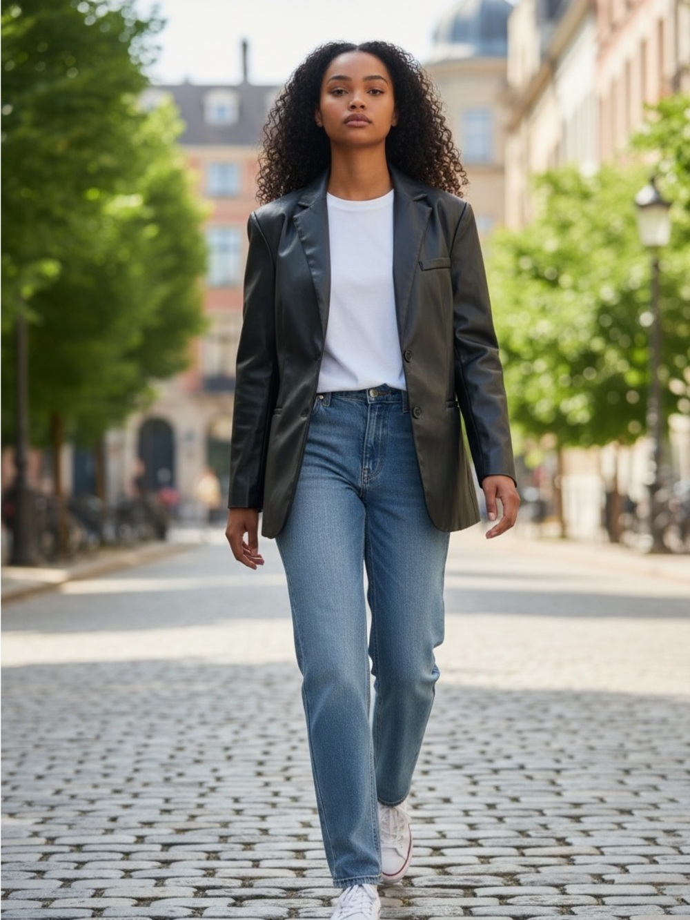 Divided Black Faux Leather Blazer Jacket